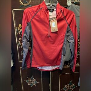 Canari Red Quarter-Zip Jersey and 90’ Degree leggings